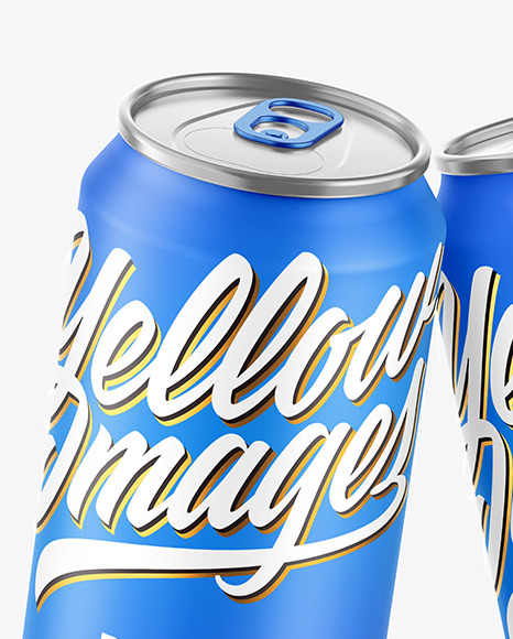 Two Metallic Drink Cans w/ Matte Finish Mockup