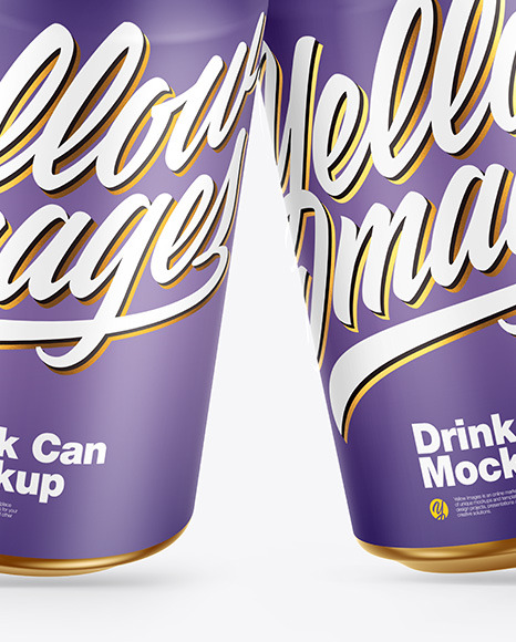 Two Metallic Drink Cans w/ Matte Finish Mockup