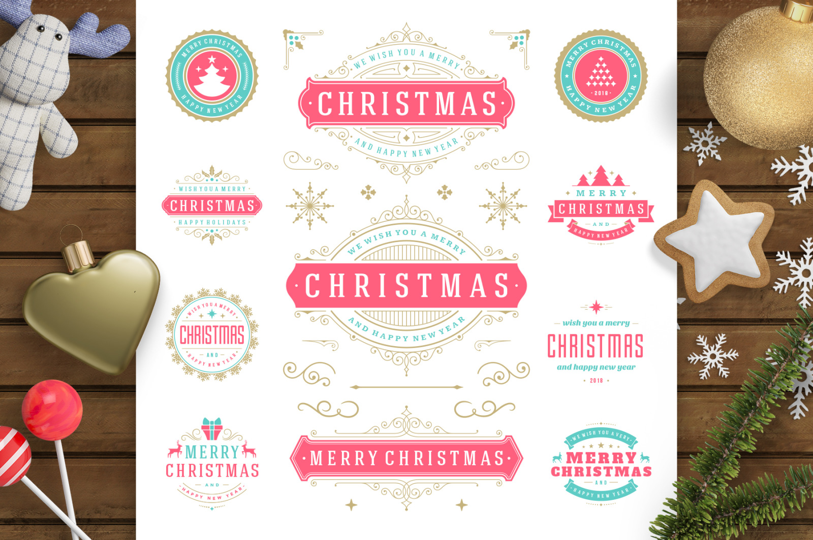 Christmas 30 labels and badges