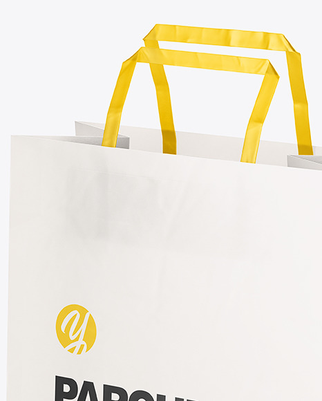 Matte Parchment Paper Shopping Bag Mockup - Half Side View