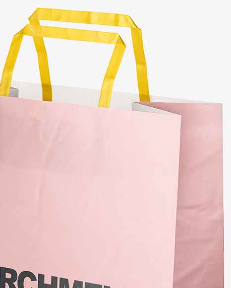 Matte Parchment Paper Shopping Bag Mockup - Half Side View