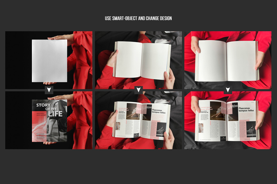 Woman In Red With Softcover Book Mockup Woman In Red With Softcover Book Mockup