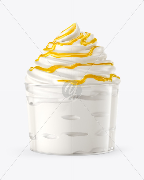 Ice Cream Plastic Cup with Mango Sauce Mockup