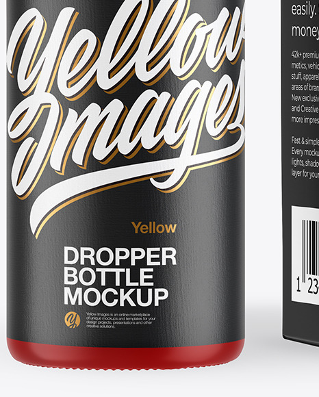 Matte Dropper Bottle with Paper Box Mockup