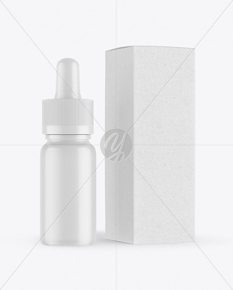 Matte Dropper Bottle with Kraft Paper Box Mockup