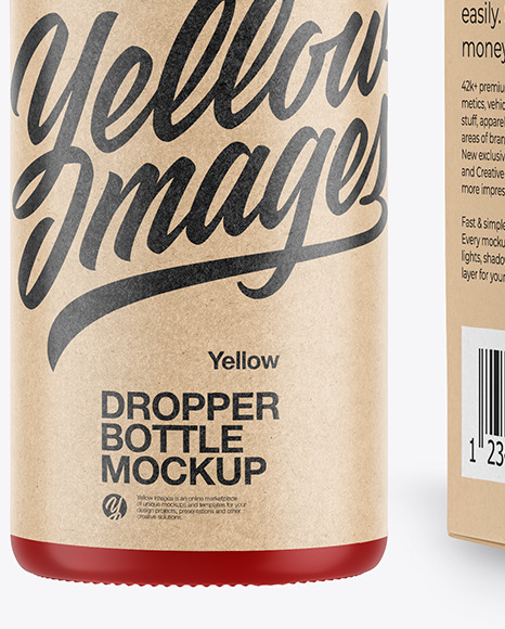 Matte Dropper Bottle with Kraft Paper Box Mockup