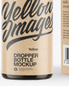 Dark Amber Glass Dropper Bottle with Kraft Paper Box Mockup