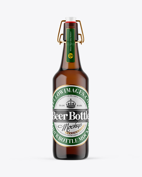 Amber Glass Beer Bottle Mockup