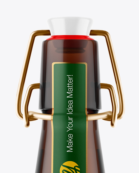 Amber Glass Beer Bottle Mockup