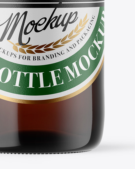 Amber Glass Beer Bottle Mockup