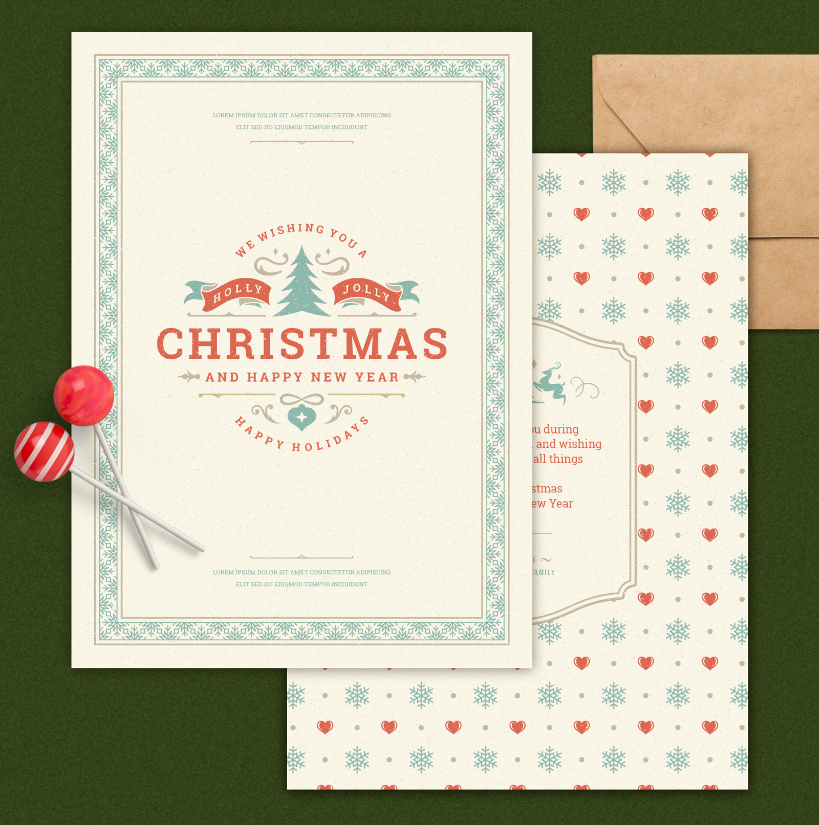 5 Christmas Greeting Cards 5 Christmas Greeting Cards