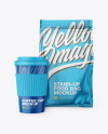 Metallic Stand-Up Bag with Coffee Cup Mockup