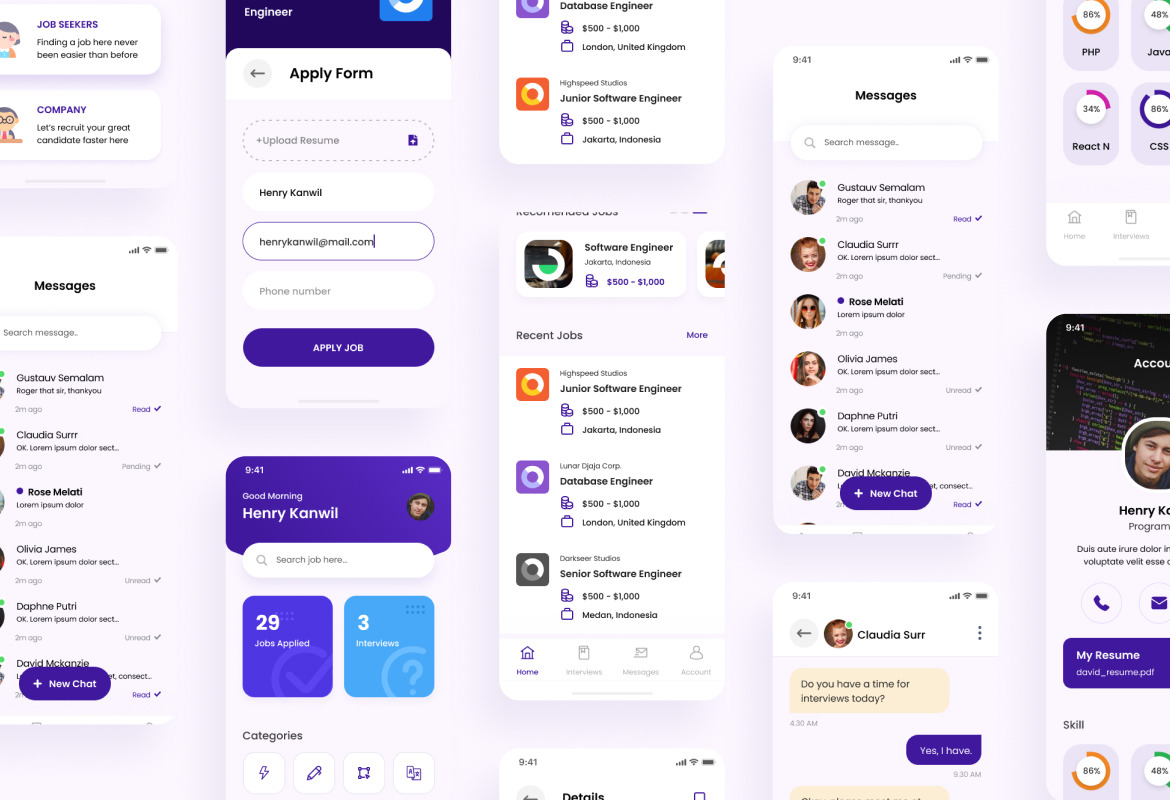 Jobie - Job Portal iOS App Design UI Template