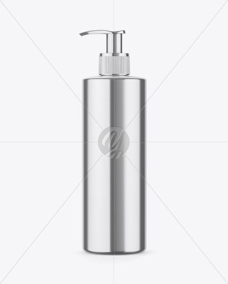 Metallic Soap Bottle with Pump Mockup - Front View