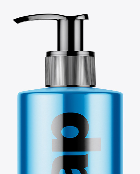 Metallic Soap Bottle with Pump Mockup - Front View