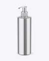 Metallic Soap Bottle with Pump Mockup - Front View (High Angle Shot) Metallic Soap Bottle with Pump Mockup - Front View (High Angle Shot)