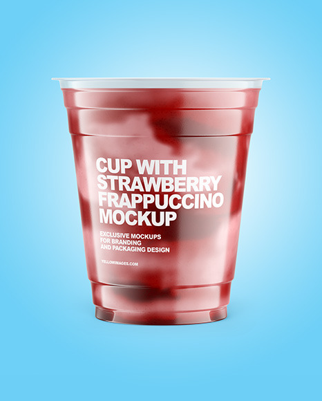 Cup With Strawberry Frappuccino Mockup