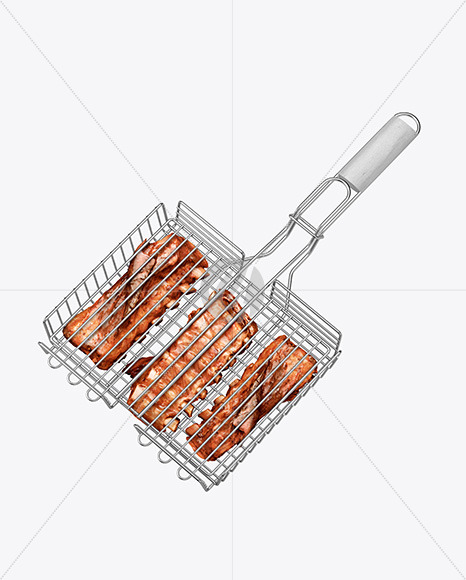 Portable Grilling Basket w/ Meat Mockup