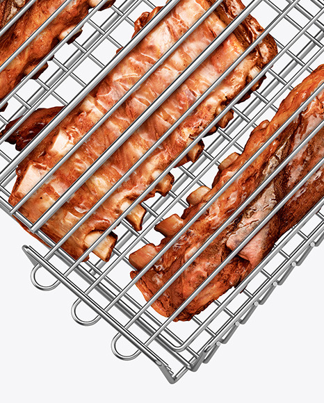 Portable Grilling Basket w/ Meat Mockup