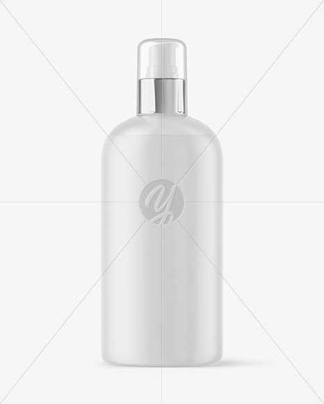 Frosted Liquid Soap Bottle with Pump Mockup