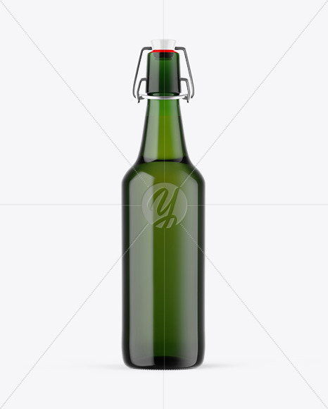 Green Glass Beer Bottle Mockup