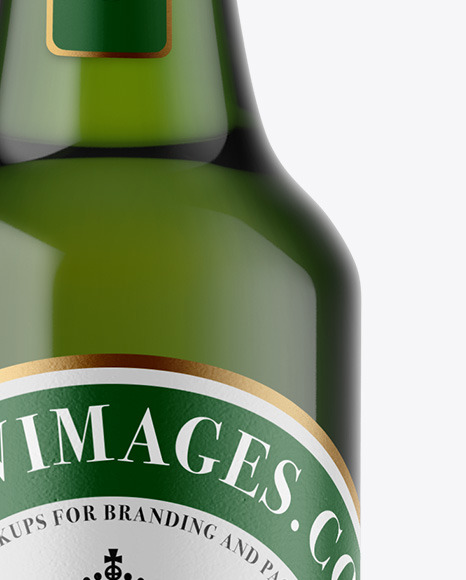 Green Glass Beer Bottle Mockup