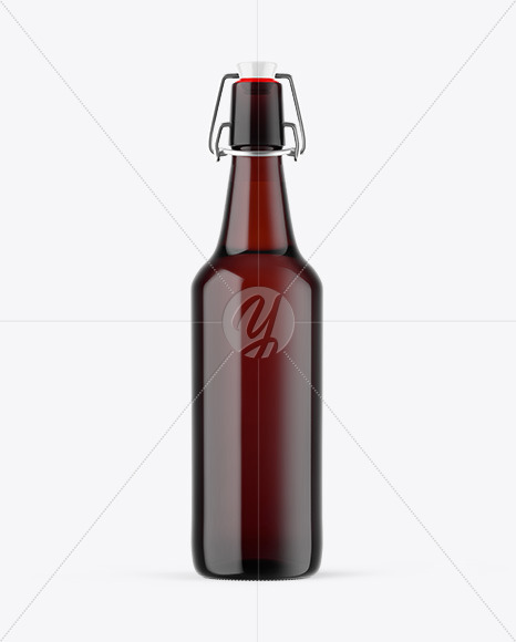 Dark Amber Glass Beer Bottle Mockup