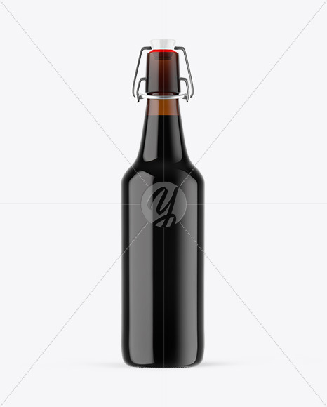 Amber Glass Dark Beer Bottle Mockup