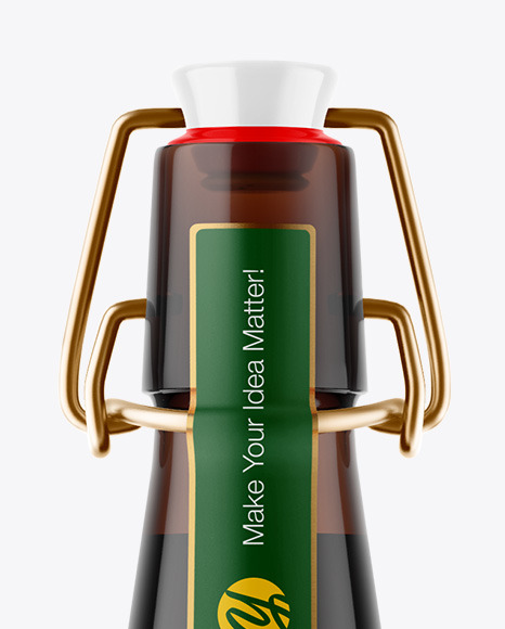 Amber Glass Dark Beer Bottle Mockup