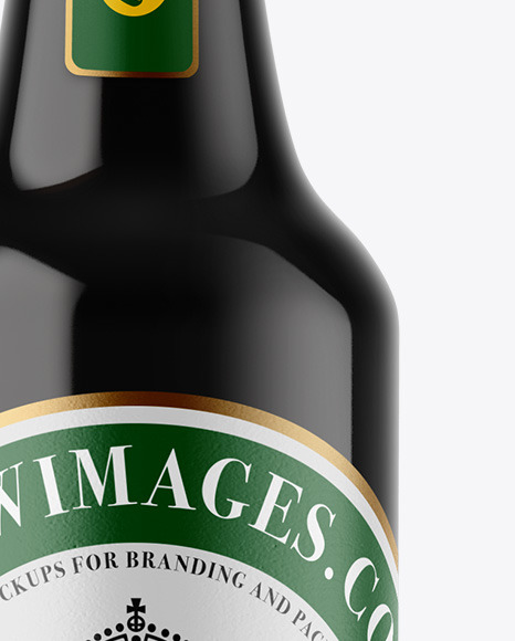 Amber Glass Dark Beer Bottle Mockup