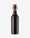 Amber Glass Bottle With Red Ale Mockup