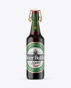 Amber Glass Bottle With Red Ale Mockup