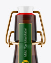 Amber Glass Bottle With Red Ale Mockup