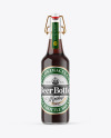 Clear Glass Bottle with Brown Ale Mockup