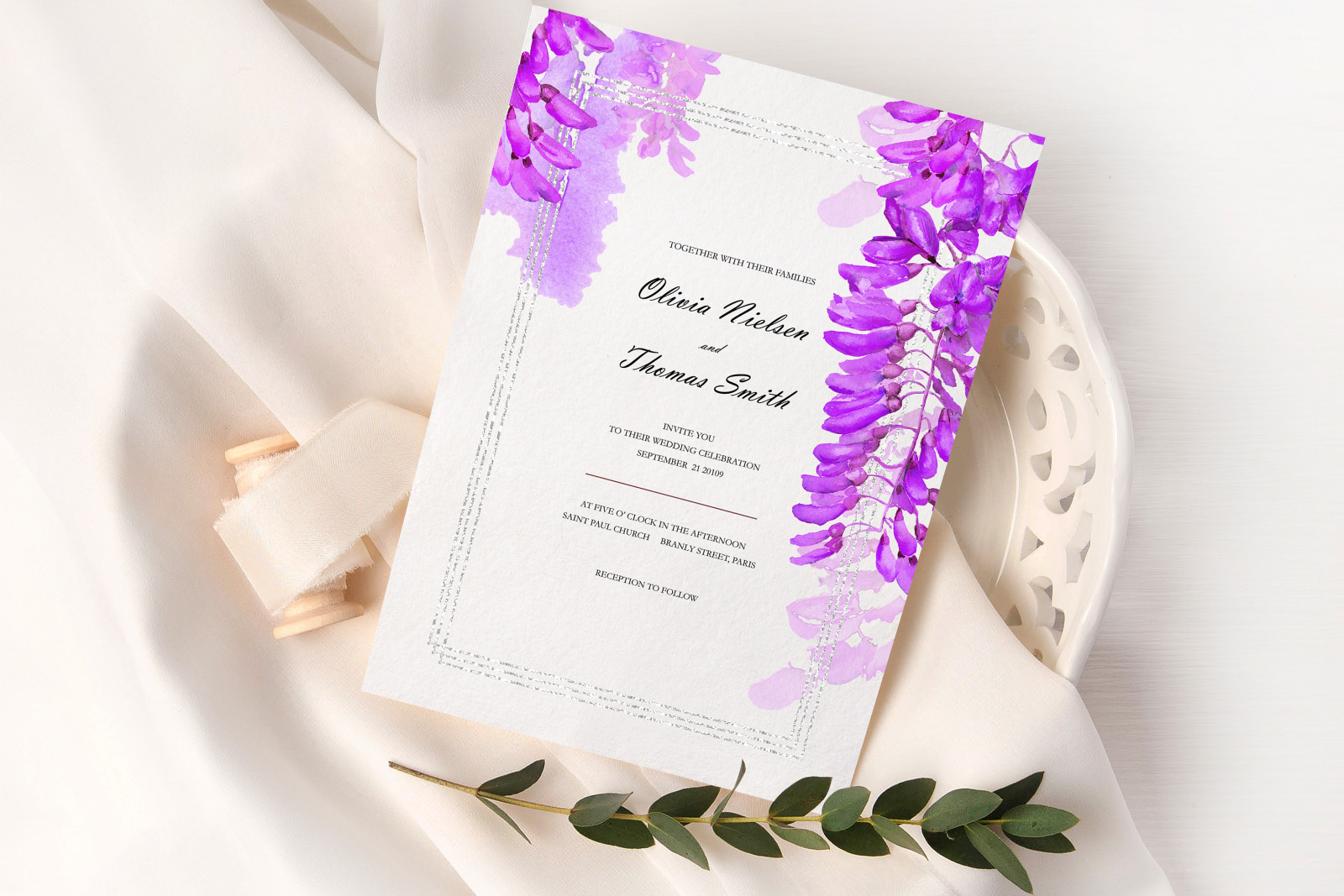 Watercolor wedding flowers clipart Wisteria flower png Purple flower modern clipart wedding