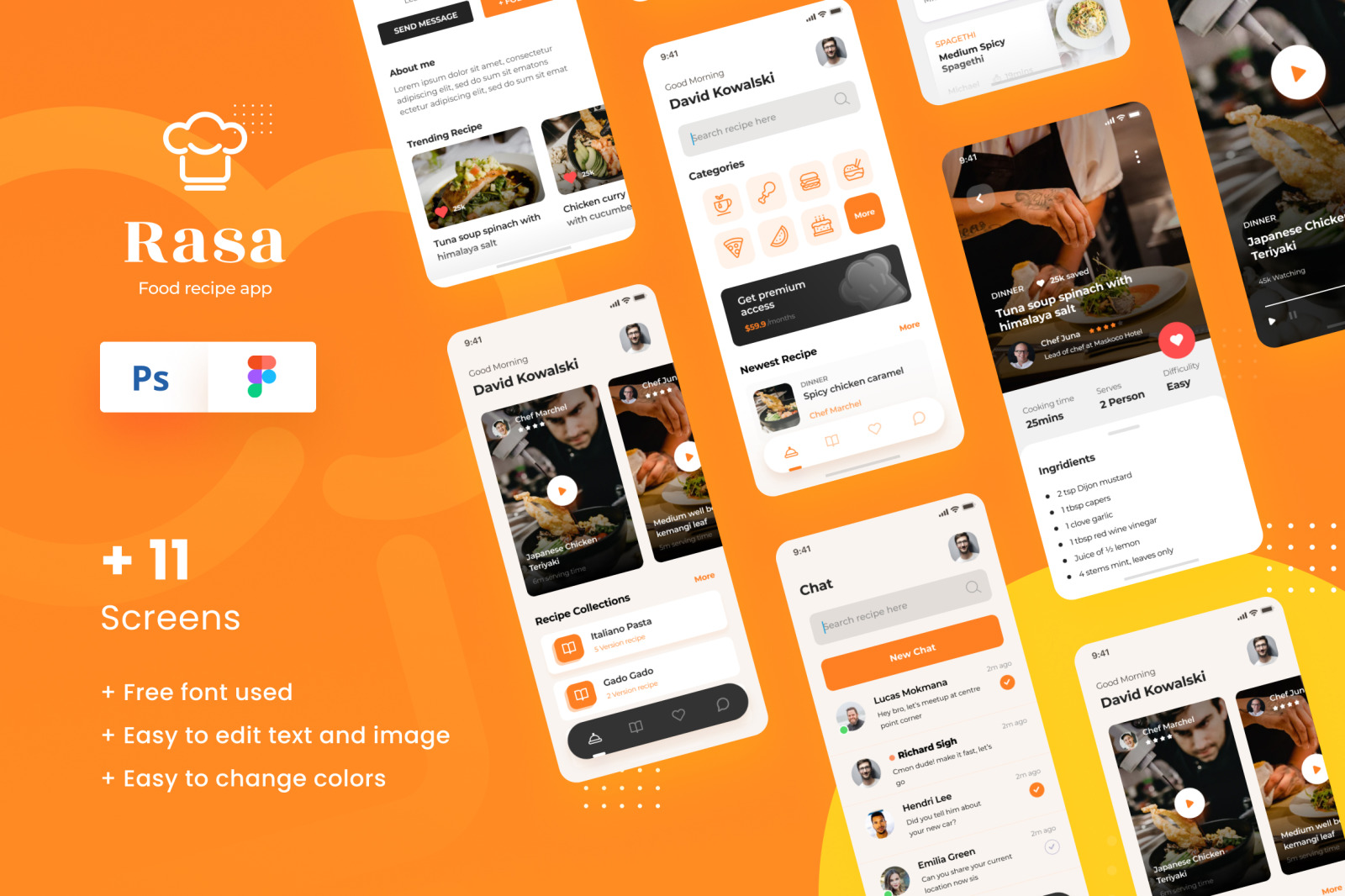 Rasa - Food Recipe iOS App Design UI Template