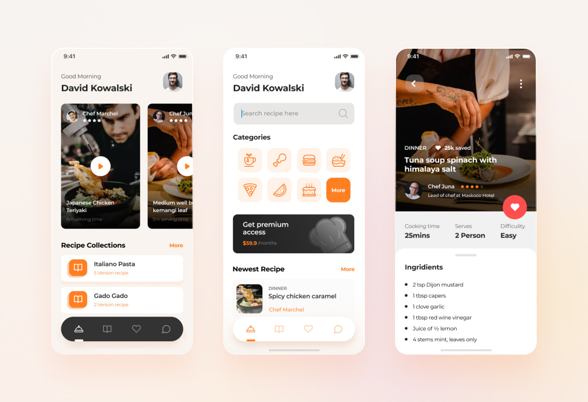 Rasa - Food Recipe iOS App Design UI Template