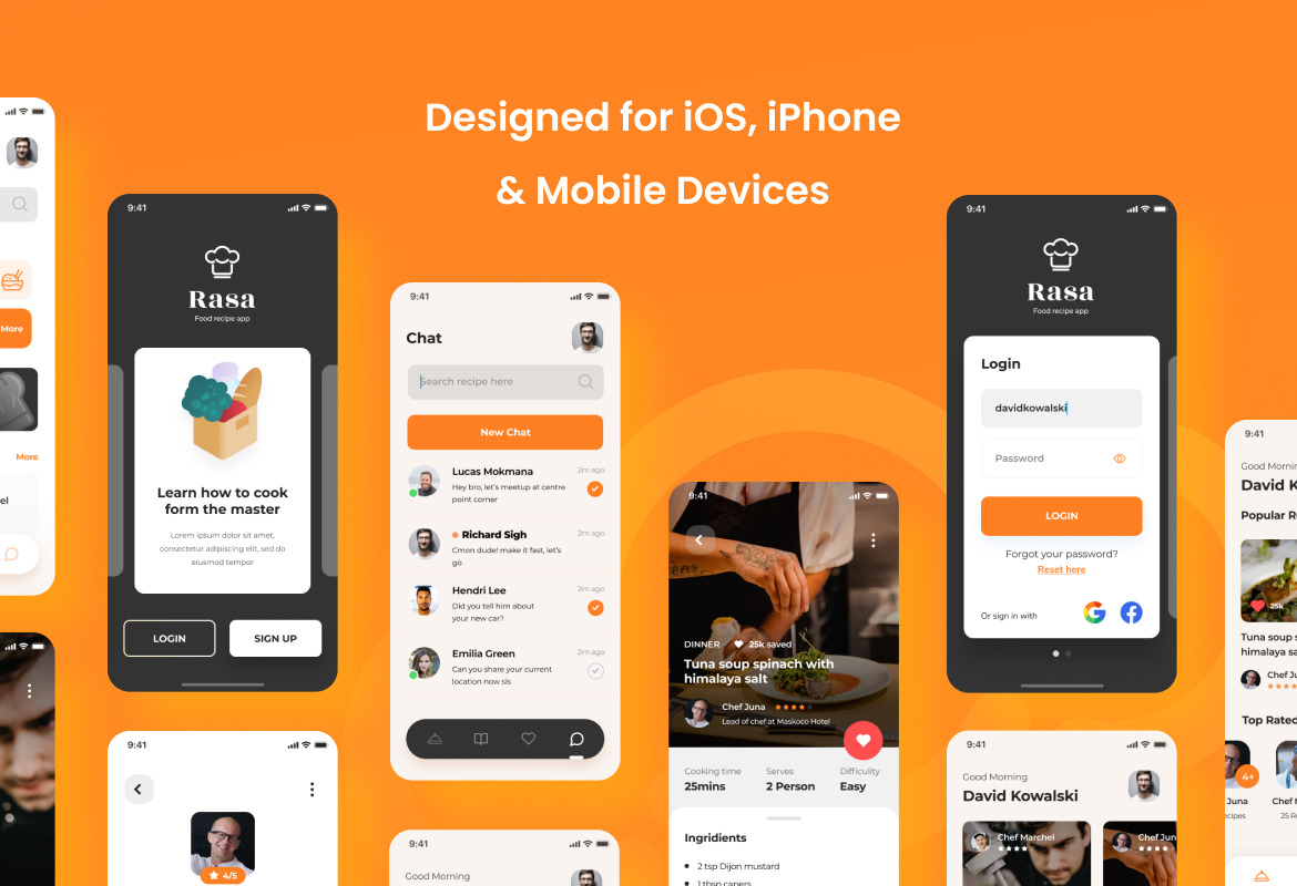 Rasa - Food Recipe iOS App Design UI Template Rasa - Food Recipe iOS App Design UI Template