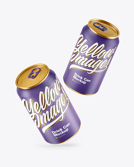 Two Metallic Drink Cans w/ Matte Finish Mockup