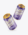 Two Metallic Drink Cans w/ Matte Finish Mockup