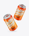 Two Metallic Drink Cans w/ Matte Finish Mockup