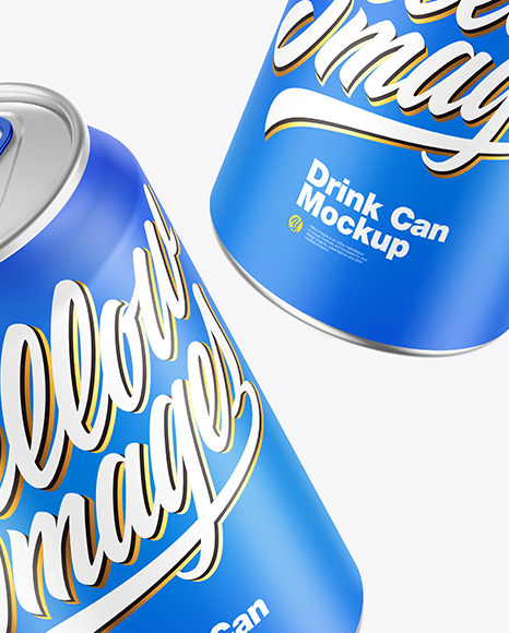 Two Metallic Drink Cans w/ Matte Finish Mockup