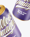 Two Metallic Drink Cans w/ Matte Finish Mockup