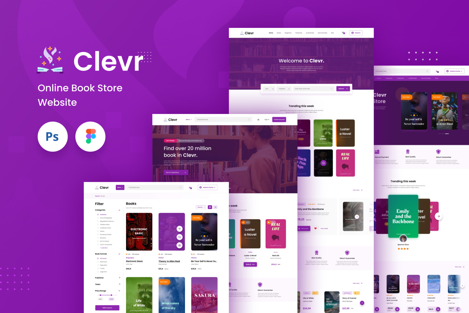 Clevr - Book Store Ecommerce Website Template