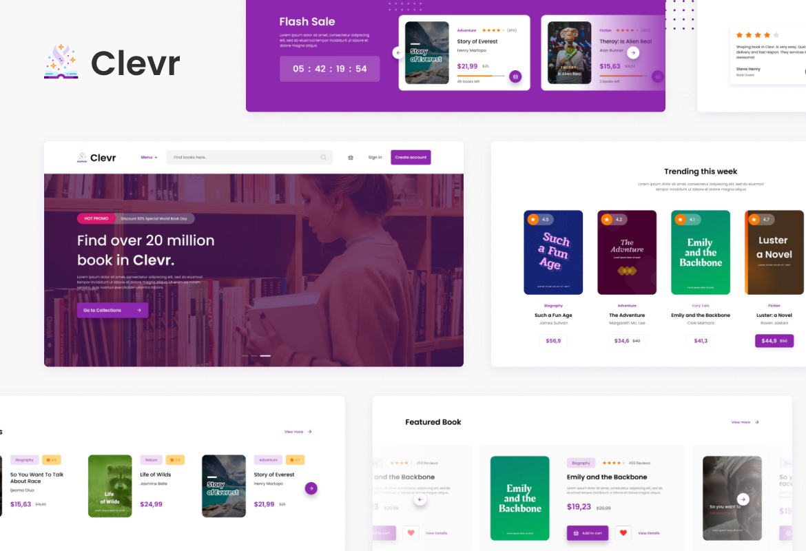 Clevr - Book Store Ecommerce Website Template