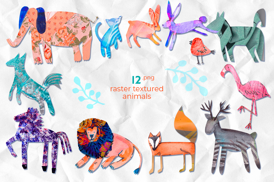 Cute Animals on wild textures Cute Animals on wild textures