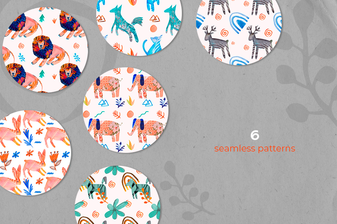 Cute Animals on wild textures Cute Animals on wild textures