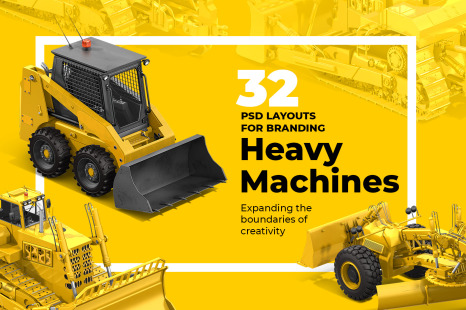 PSD Heavy Machines Mockup 360 PRO #02 - Tractor