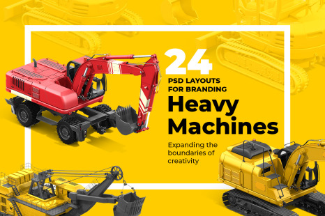 PSD Heavy Machines Mockup 360 PRO #03 - Tractor