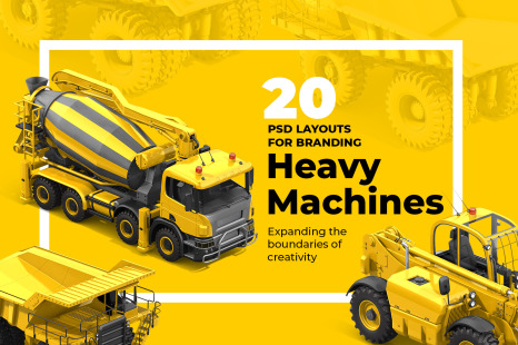 PSD Heavy Machines Mockup 360 PRO #04 - Tractor